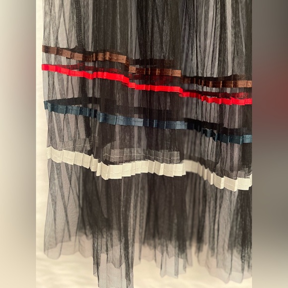 SELF Ribbon and Tulle Overlay A-Line Midi Skirt, EUC SZ L - Picture 5 of 6